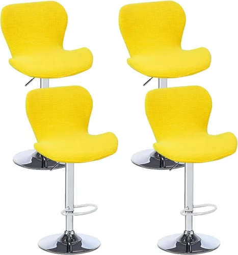 Vista 31 de Juego de 2 fundas para sillas de bar de altura de mostrador, fundas elásticas para taburetes de bar giratorios de jacquard, fundas protectoras