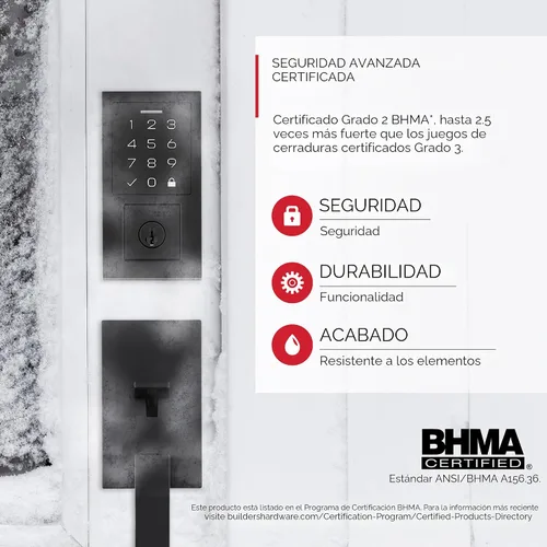 Vista 4 de Kwikset SmartCode 270 - Cerradura de puerta con teclado táctil electrónico sin llave con auto-bloqueo, códigos de usuario personalizados, seguridad