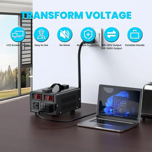Vista 2 de Transformador convertidor de voltaje de 500 W (110 V a 220 V o 220 V a 110 V) convertidor elevador/reductor 110/120 voltios - 220/240 voltios