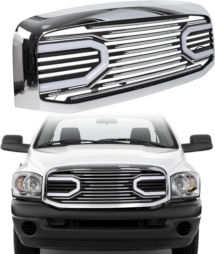 Vista 10 de KUAFU Parrilla de parachoques frontal compatible con Dodge RAM 2500 3500 2006-2009, Dodge RAM 1500 2006-2008. Repuesto de carcasa Big Horn