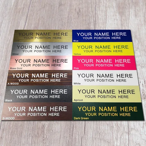 Vista 5 de Placa personalizada con nombre con soporte para pared o escritorio, grabado personalizado 2 x 8