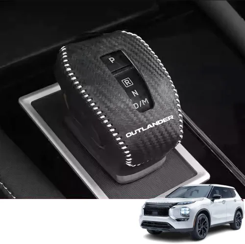 Vista 8 de Accesorios de interior personalizados para Mitsubishi Outlander 2022 2023 2024 Cubierta protectora de palanca de cambios de coche de cuero