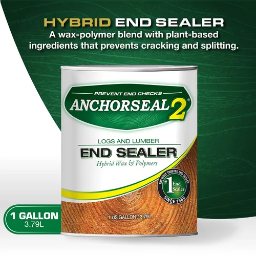 Vista 2 de ANCHORSEAL 2 Sellador para extremos de troncos y maderos - Previene hasta el 90% de las grietas en las testas (hendiduras por secado)