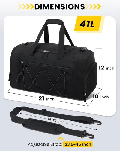Vista 2 de Vorspack Bolsa de gimnasio para hombres 21 pulgadas bolsa de viaje bolsa de lona para gimnasio, deportes, viajes, fin de semana, natación durante