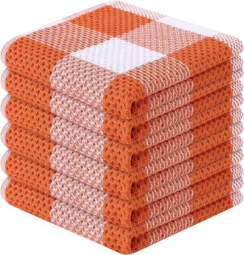 Vista 29 de Homaxy 100% Cotton Check 6 Pack Dish Cloths, 12" x 12", White & Pink Blanco & Rosa