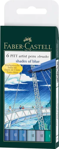 Vista 5 de Faber-Castell F167116 Pitt Artist Pen Cartera de 6 con puntas surtidas, color negro