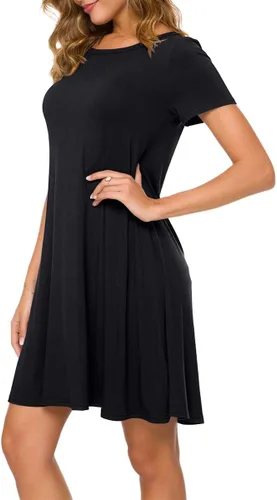 Vista 2 de POPYOUNG Vestido casual de verano 2025 para mujer, cuello redondo, salida de baño para playa