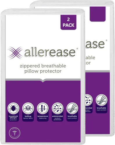Vista 5 de Juego de 4 protectores de almohada King AllerEase – Equilibrio de temperatura, recomendado por alergólogos, protectores de alta calidad