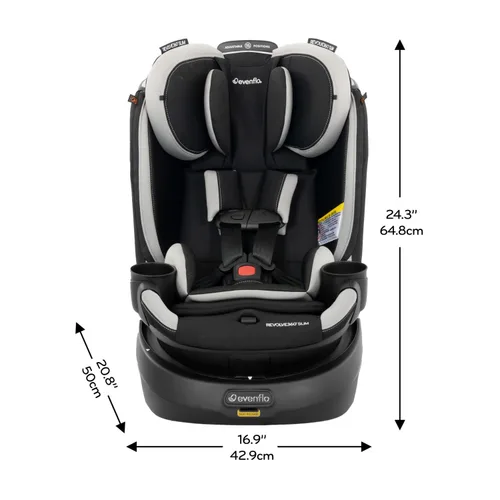 Vista 9 de Evenflo Revolve360 Slim 2-en-1 Asiento rotacional para auto con cubierta de limpieza rápida (Negro Salem)