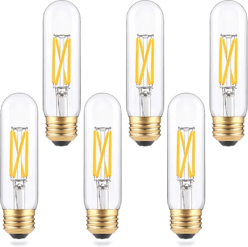 Vista 11 de Bombillas LED tubulares regulables de 2 W, blanco cálido de 2700 K, bombilla de filamento estilo Edison, bombilla vintage T10 equivalente a 25 W