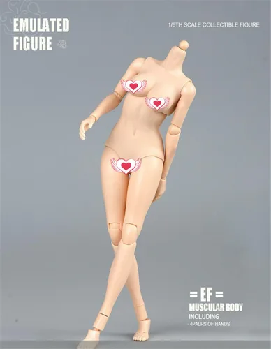 Vista 7 de Cuerpo de figura femenina a escala 1/6, piel pálida femenina busto grande medio sin costuras figura de acción flexible colección de muñecas