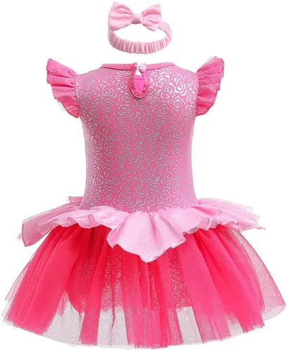 Vista 2 de IZKIZF Disfraz de princesa de Belle Sofía Blancanieves para niñas pequeñas, disfraz de princesa, Navidad, Halloween, mameluco con diadema