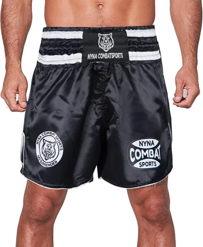 Vista 5 de Nyna Combat Muay Thai Shorts MMA Pantalones cortos para entrenamiento de lucha para artes marciales para hombres y mujeres