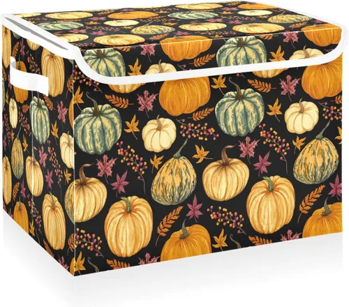 Vista 23 de CaTaKu Contenedores grandes de tela con tapas, cajas de almacenamiento de bastones de caramelo de Navidad con asas para organizar la ropa, cubos