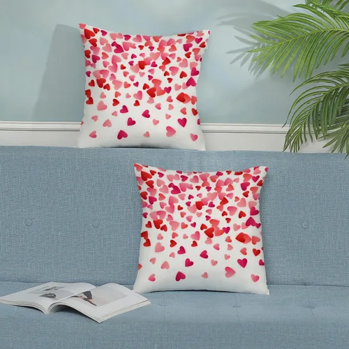 Vista 3 de Fundas de almohada para el Día de San Valentín de 16x16 pulgadas, juego de 2, rosas, corazones de amor, fundas para almohadas de San Valentín