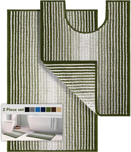Vista 9 de BSICPRO Tapetes de baño de felpilla, 20 x 32 pulgadas, antideslizantes, absorbentes, suaves, peludos, para baño, lavables a máquina (salvia)