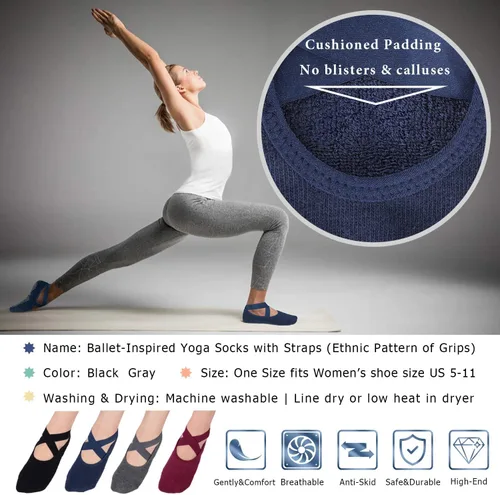 Vista 3 de Ozaiic Calcetines antideslizantes para yoga pilates barre fitness hospital para mujer