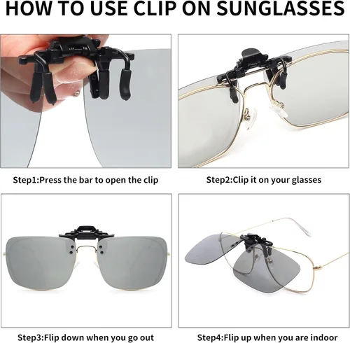 Vista 6 de JM Lentes de sol polarizados con clip sin marco para lentes graduados