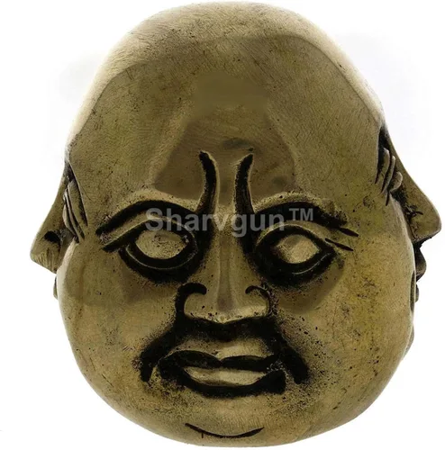 Vista 2 de Sharvgun Estatua de Buda sonriente sonriente de latón de 2.5 pulgadas