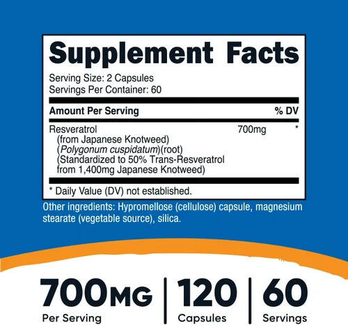 Vista 2 de Nutricost Resveratrol 0.017 onzas; 120 Cápsulas – 50% Trans-Resveratrol, 1