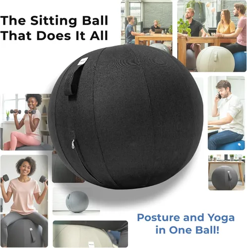 Vista 9 de Backerz Balance Ball Chair for Office & Home - Ergonomic Exercise Ball for Posture & Back Pain Relief, Yoga Ball Chair - Sitting Ball with Washable