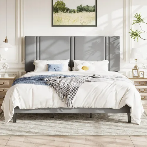 Vista 21 de Allewie Twin Platform Bed Frame with Velvet Upholstered Headboard