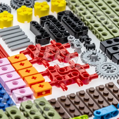 Vista 5 de TEESE 184pcs Technic-Beam-Gears-Ejes-Pins-Ruedas-Neumáticos, Compatible con Technic-Parts, para STEM-MOC-EV3-Project-Track-Car-Bulk- Bloques