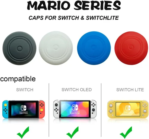 Vista 4 de 8 tapas de silicona suave para interruptor Joycon para pulgar, tapas de joystick compatibles con Nintendo SwitchOLEDSwitch Lite, tapas de botón