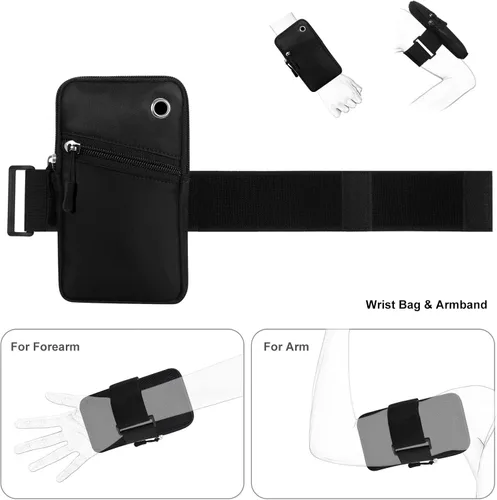 Vista 6 de Funda para brazaletes para teléfono celular para mujer, compatible con teléfono celular de 6.28 pulgadas, pantalla completa, color negro