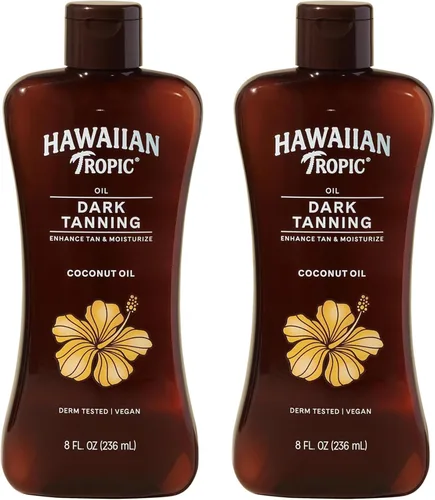 Vista 11 de Hawaiian Tropic Aceite de bronceado oscuro, 8 onzas líquidas Aceite corporal hidratante con manteca de cacao, potenciador de bronceado, 8 onzas