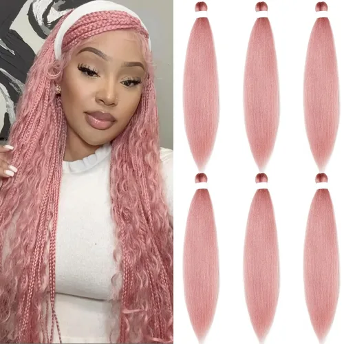 Vista 64 de Pelo trenzado corto 1B negro preestirado Extensiones de pelo trenzado para niños para trenzas de caja sin nudos, pelo trenzado preestirado de 16
