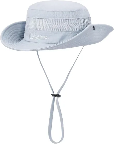 Vista 13 de Sombrero de sol de ala ancha UPF50 con cordón ajustable de protección para pescador unisex para exteriores, playa, senderismo Beige