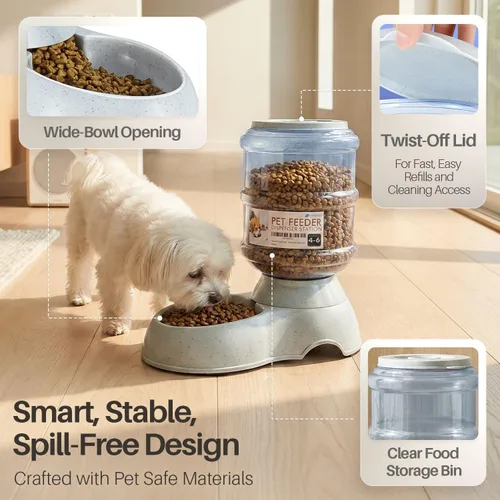 Vista 7 de Bol para mascotas con sistema dispensador automático y almacenamiento de alimento seco, de Flexzion Self-Replenishing Dry Food Station with