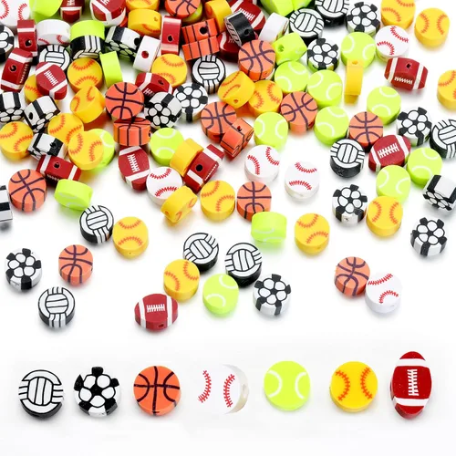 Vista 54 de 100 cuentas espaciadoras de arcilla polimérica para el Día de la Independencia del 4 de julio para hacer joyas, manualidades, pulseras, collares