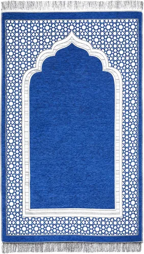 Vista 8 de Alfombra de oración islámica elegante con patrón de mezquita fina, manta portátil musulmana Ramadán Eid, alfombra de regalo turca, color negro, 1