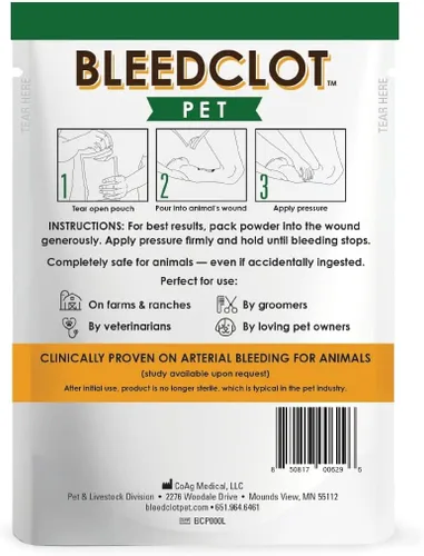 Vista 2 de FirstAid Polvo de coagulación de la sangre Deja de sangrar en todos los animales garantizados cortes menores a sangrado arterial de Makers of