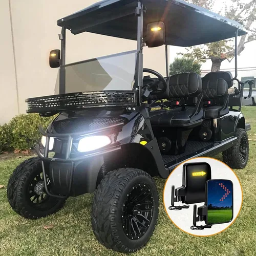 Vista 8 de Espejos laterales para carrito de golf con luz de señal de giro, espejos retrovisores para Club Car EZGO Yamaha Espejos laterales Carrito de golf