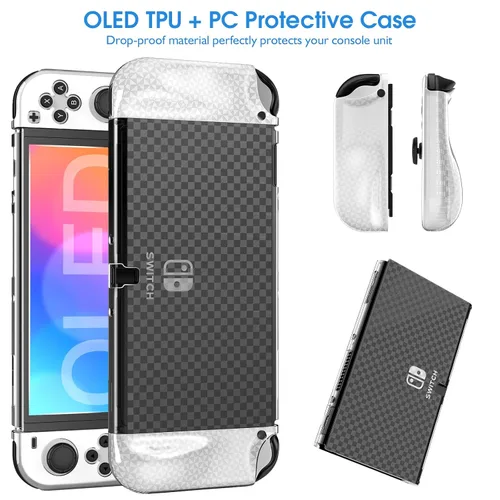 Vista 4 de 27 in 1 Switch OLED Accessories Bundle for Switch OLED Model Upgraded 2023, OLED Carrying Storage Case, Dockable OLED Protective Case, OLED Screen