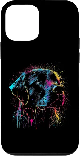 Vista 12 de iPhone 15 Negro Labrador Perro Pintura Acuarela Pintura Colorido Mamá Caso