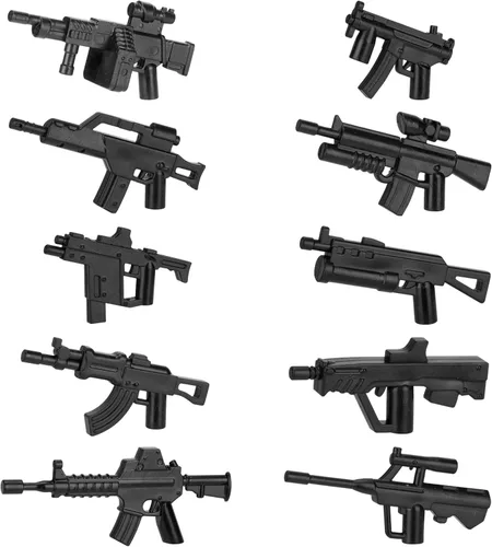 Vista 14 de Paquete de armas militares, bloques de construcción para figuras de soldado, kit de equipo del ejército, piezas y accesorios de piezas compatibles
