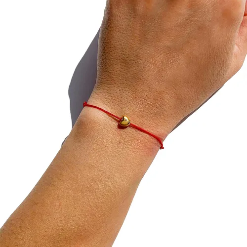 Vista 5 de Naz Collection Pulsera de amor de cadena roja chapada en oro brillante de 0.236 in con dije de corazón, Oro Phoebe