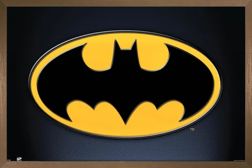 Vista 19 de Trends International DC Comics - Póster de pared de Batman con símbolos, 14.725 x 22.375 pulgadas, versión enmarcada de madera de granero
