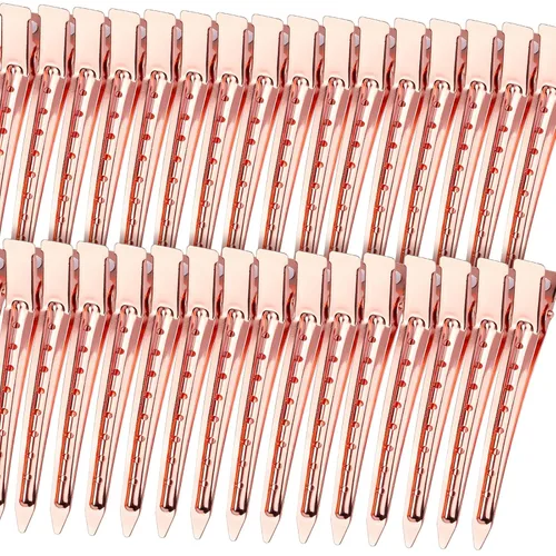 Vista 10 de YGDZ Pinzas de pico de pato, 30 pinzas de pelo de cocodrilo de metal de 3.5 pulgadas con agujeros, pinzas para el cabello para seccionar peinados