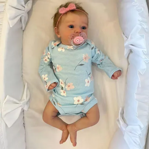 Vista 2 de Pinky Reborn Muñeca de bebé niña de 19 pulgadas realista recién nacida, muñeca recién nacida Weigthed con ropa y juguete, el mejor regalo