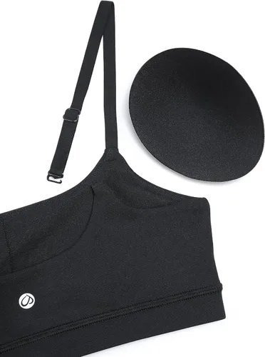 Vista 6 de CRZ YOGA - Brasier deportivo Butterluxe con tirantes delgados ajustables y cuello redondo, brasier con relleno sin varillas para entrenamiento y yoga