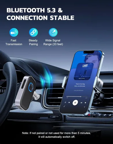 Vista 3 de COMSOON - Receptor Bluetooth 5.0 para auto, adaptador de auxiliar con cancelación de ruido, receptor de música para estéreo, audífonos con cable