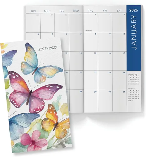Vista 9 de Planificador Mensual de Bolsillo de 2 Años/Calendario de Bolsillo, 8.9 cm x 16.5 cm, 2026-2027: Planificador Semanal/Agenda Semanal/Organizador