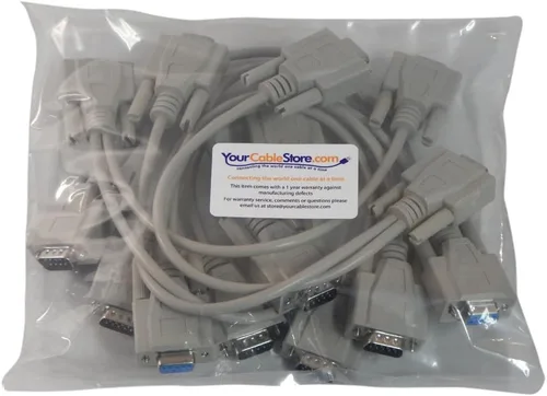 Vista 2 de Your Cable Store Cable divisor serie DB9 de 1 pie y 9 pines, 2 machos / 1 hembra RS232, paquete de 5