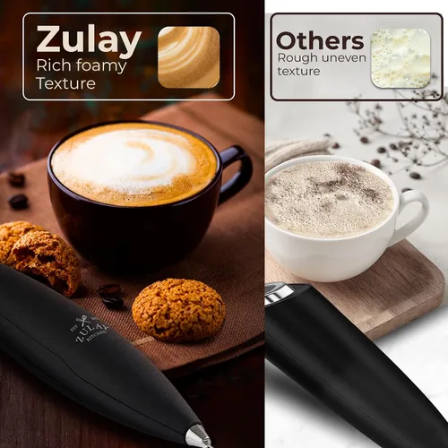 Vista 150 de Zulay Milk Boss Espumador de leche potente manual, hace espuma para latte, batidor para mezclar bebidas, café, miniespumador para capuchino, frappé