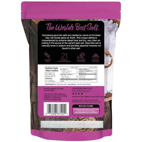 Vista 8 de Aromasong Recambio de sal marina gruesa para molinillo, 2.43 libras de sal del mar muerto en bolsa resellable, pura y natural, secado al sol, sin